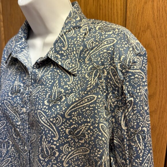 Chaps Blue Floral Paisley No Iron Blouse Top - Size 2X - Picture 2 of 4